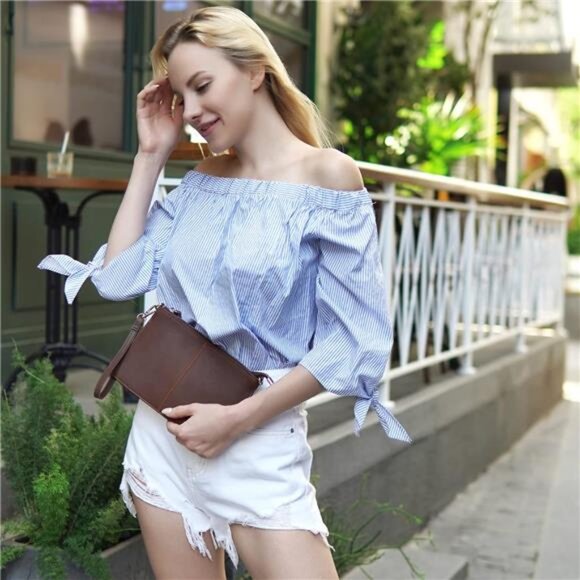 Leather wristlet clutch wallet small crossbody bag with rfid blocking card slots - Picture 2 of 7